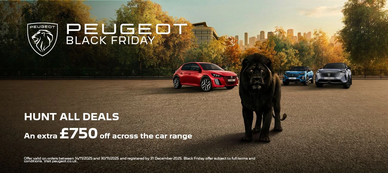 Roar into Black Friday with an extra £750 off all new Peugeot cars